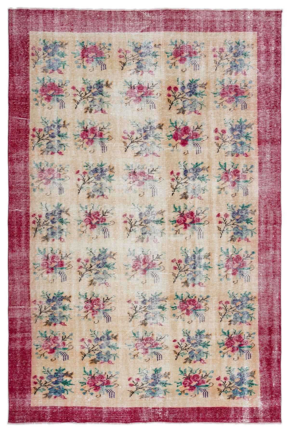 Retro Over Dyed Vintage Rug 6&#39;4&#39;&#39; x 9&#39;4&#39;&#39; ft 192 x 284 cm
