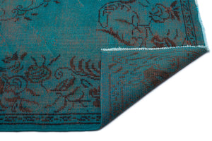 Turquoise  Over Dyed Vintage Rug 6'0'' x 9'9'' ft 183 x 297 cm