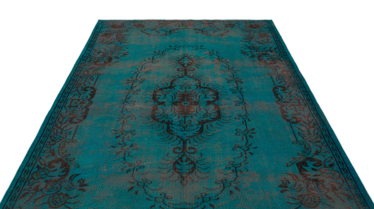 Turquoise  Over Dyed Vintage Rug 6&#39;0&#39;&#39; x 9&#39;9&#39;&#39; ft 183 x 297 cm