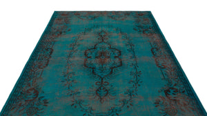 Turquoise  Over Dyed Vintage Rug 6'0'' x 9'9'' ft 183 x 297 cm