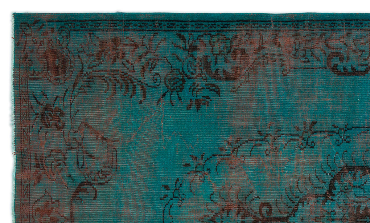 Turquoise  Over Dyed Vintage Rug 6&#39;0&#39;&#39; x 9&#39;9&#39;&#39; ft 183 x 297 cm