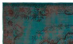 Turquoise  Over Dyed Vintage Rug 6'0'' x 9'9'' ft 183 x 297 cm