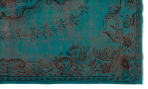 Turquoise  Over Dyed Vintage Rug 6'0'' x 9'9'' ft 183 x 297 cm