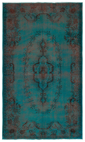 Turquoise  Over Dyed Vintage Rug 6'0'' x 9'9'' ft 183 x 297 cm