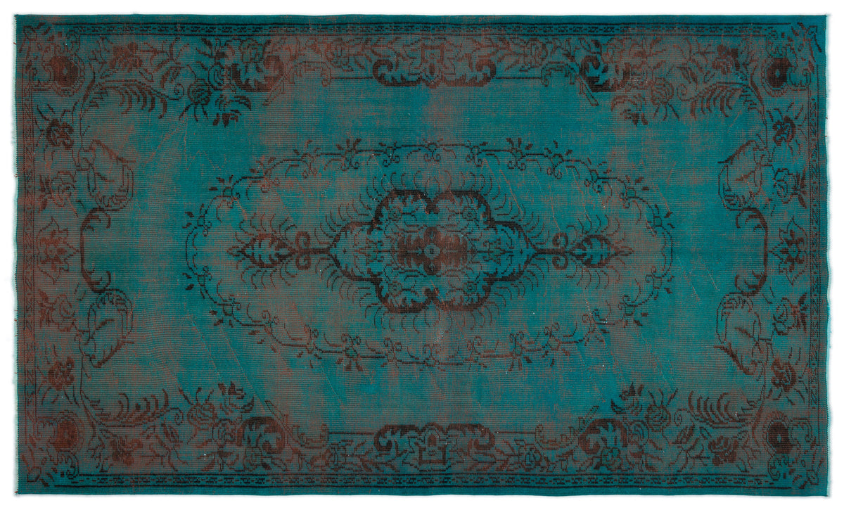 Turquoise  Over Dyed Vintage Rug 6&#39;0&#39;&#39; x 9&#39;9&#39;&#39; ft 183 x 297 cm