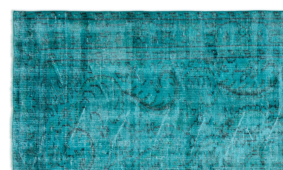 Turquoise  Over Dyed Vintage Rug 5&#39;4&#39;&#39; x 8&#39;11&#39;&#39; ft 162 x 272 cm