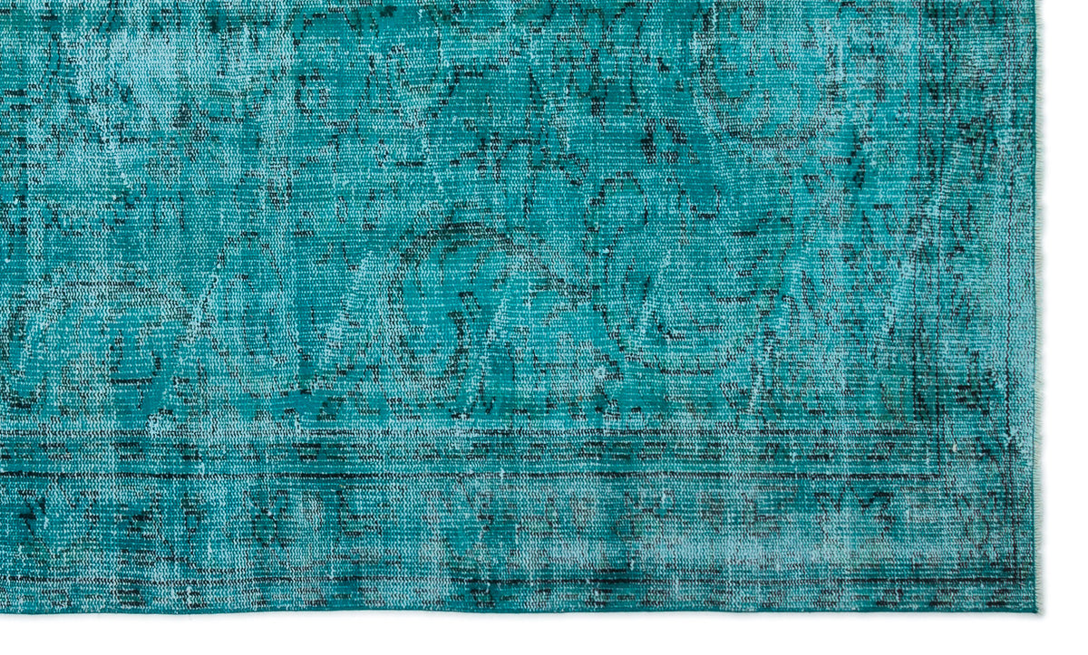 Turquoise  Over Dyed Vintage Rug 5&#39;4&#39;&#39; x 8&#39;11&#39;&#39; ft 162 x 272 cm