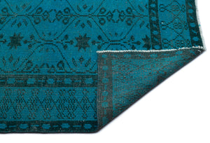 Turquoise  Over Dyed Vintage Rug 6'4'' x 9'5'' ft 194 x 286 cm