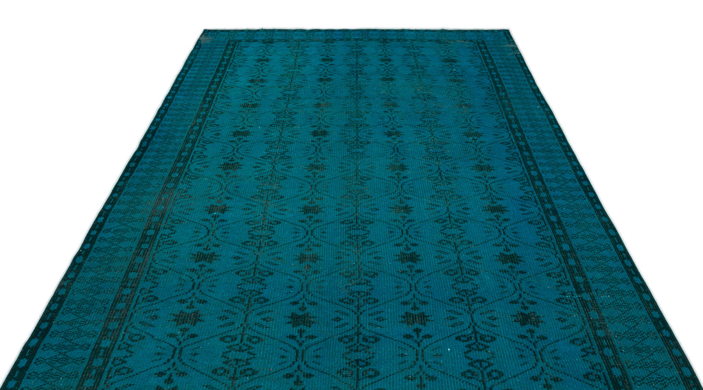 Turquoise  Over Dyed Vintage Rug 6'4'' x 9'5'' ft 194 x 286 cm