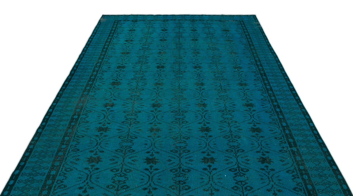 Turquoise  Over Dyed Vintage Rug 6&#39;4&#39;&#39; x 9&#39;5&#39;&#39; ft 194 x 286 cm