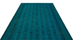Turquoise  Over Dyed Vintage Rug 6'4'' x 9'5'' ft 194 x 286 cm