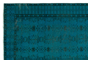 Turquoise  Over Dyed Vintage Rug 6'4'' x 9'5'' ft 194 x 286 cm
