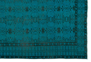Turquoise  Over Dyed Vintage Rug 6'4'' x 9'5'' ft 194 x 286 cm