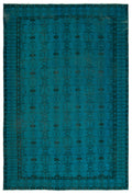 Turquoise  Over Dyed Vintage Rug 6'4'' x 9'5'' ft 194 x 286 cm