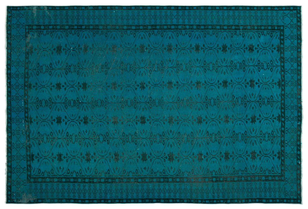 Turquoise  Over Dyed Vintage Rug 6'4'' x 9'5'' ft 194 x 286 cm