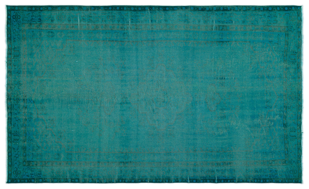 Turquoise  Over Dyed Vintage Rug 5&#39;4&#39;&#39; x 8&#39;4&#39;&#39; ft 162 x 255 cm