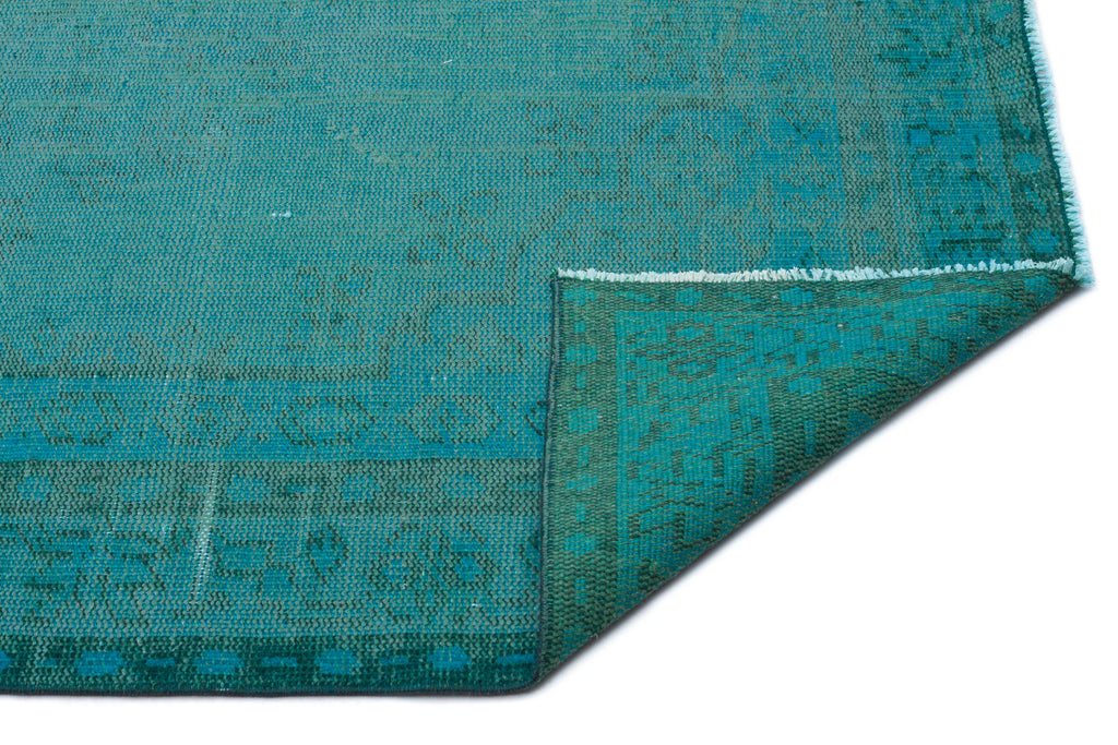 Turquoise  Over Dyed Vintage Rug 5'4'' x 8'4'' ft 162 x 255 cm