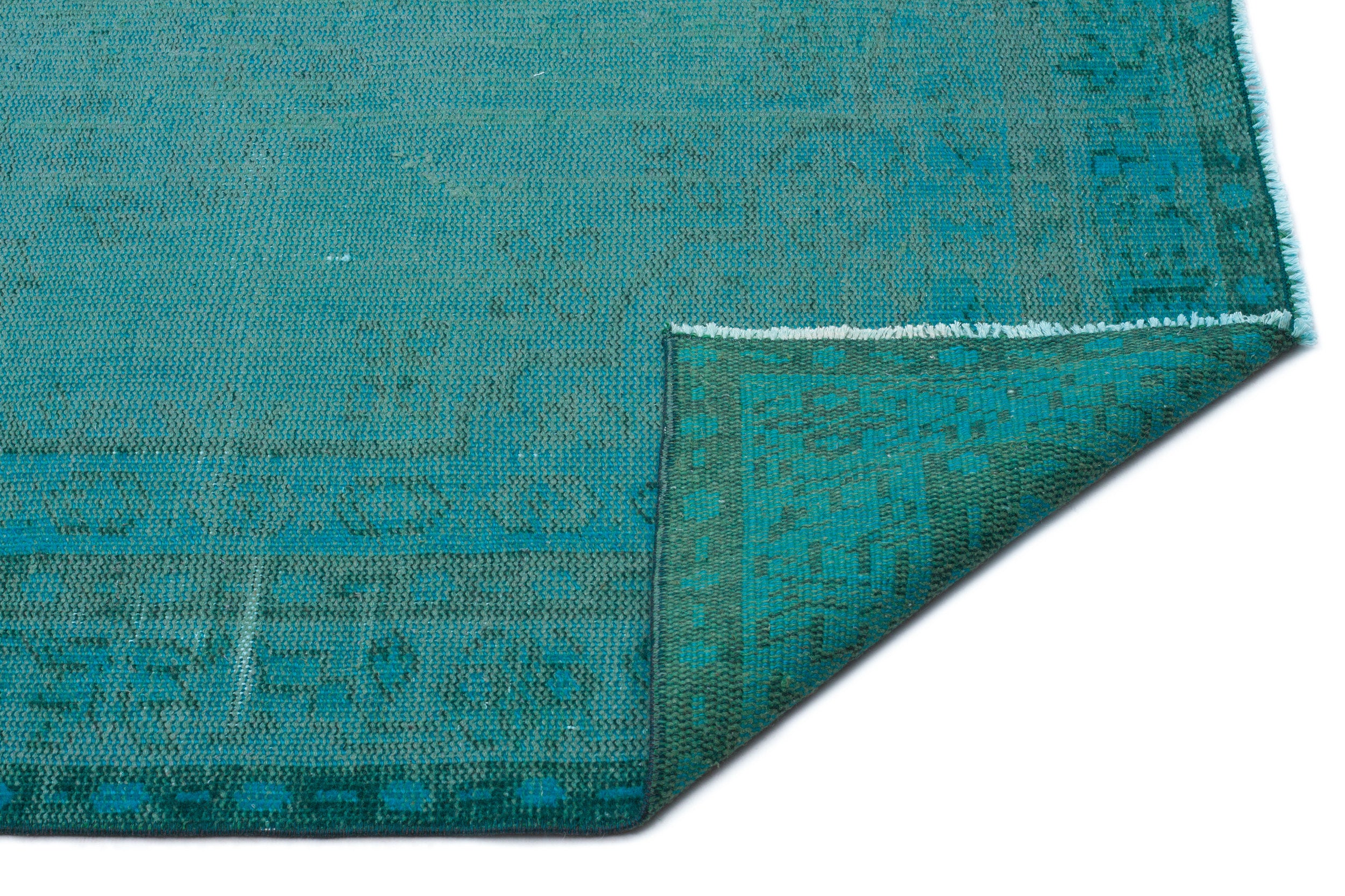 Turquoise  Over Dyed Vintage Rug 5'4'' x 8'4'' ft 162 x 255 cm