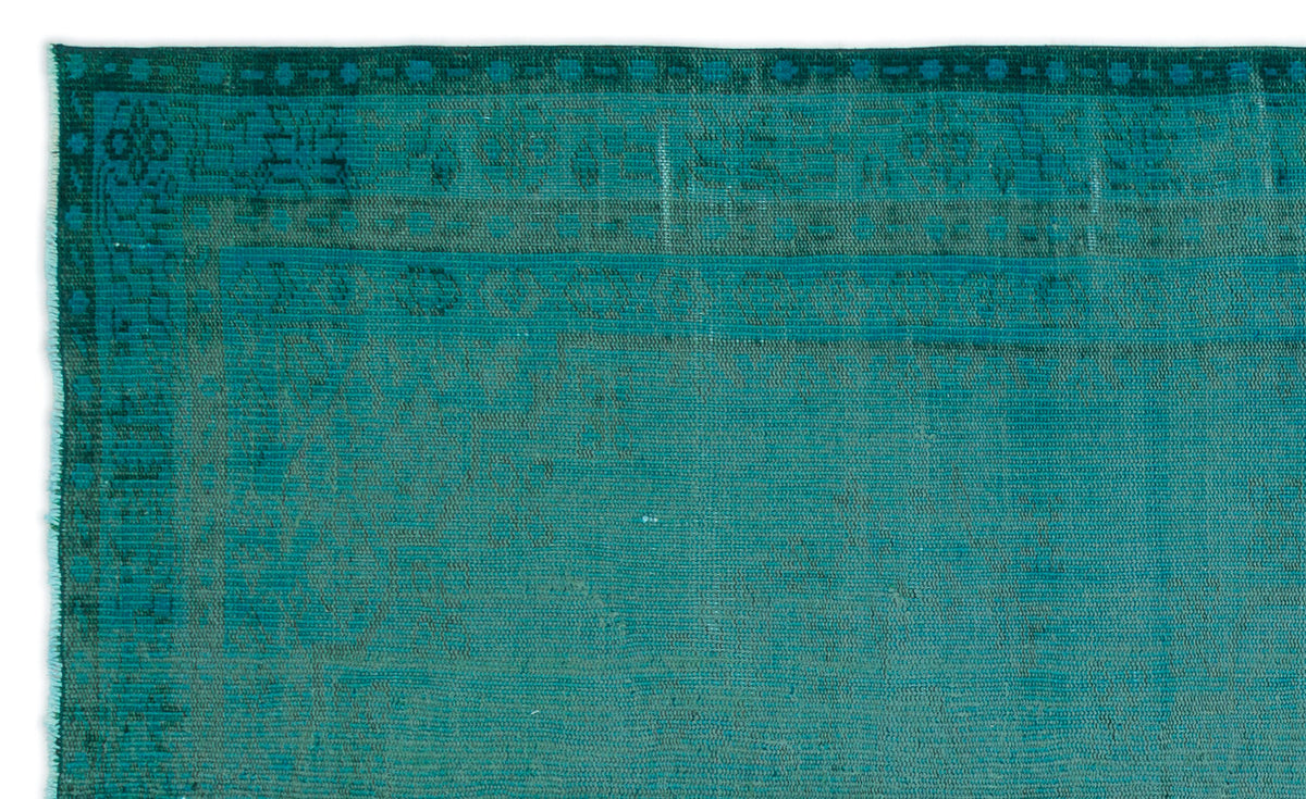 Turquoise  Over Dyed Vintage Rug 5&#39;4&#39;&#39; x 8&#39;4&#39;&#39; ft 162 x 255 cm