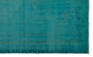 Turquoise  Over Dyed Vintage Rug 5'4'' x 8'4'' ft 162 x 255 cm