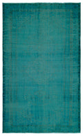 Turquoise  Over Dyed Vintage Rug 5'4'' x 8'4'' ft 162 x 255 cm