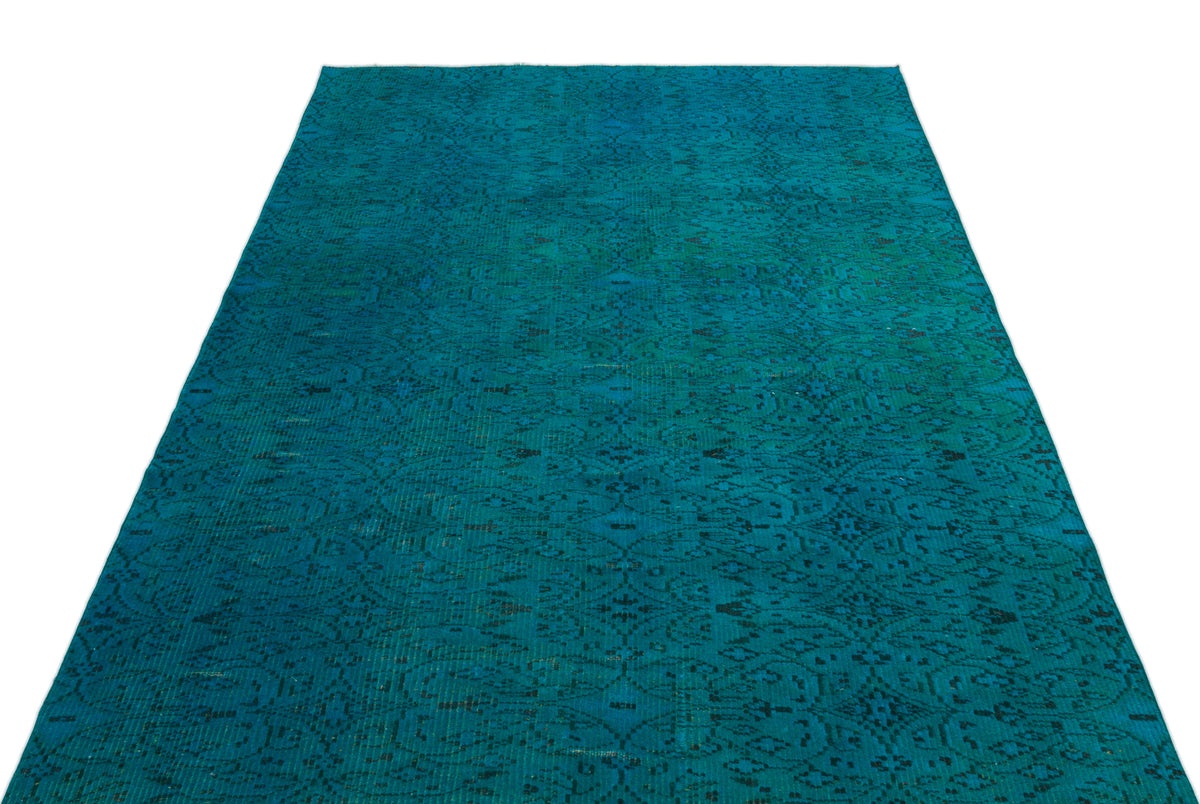 Turquoise  Over Dyed Vintage Rug 5&#39;0&#39;&#39; x 8&#39;8&#39;&#39; ft 153 x 263 cm