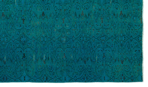 Turquoise  Over Dyed Vintage Rug 5'0'' x 8'8'' ft 153 x 263 cm