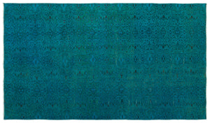 Turquoise  Over Dyed Vintage Rug 5'0'' x 8'8'' ft 153 x 263 cm