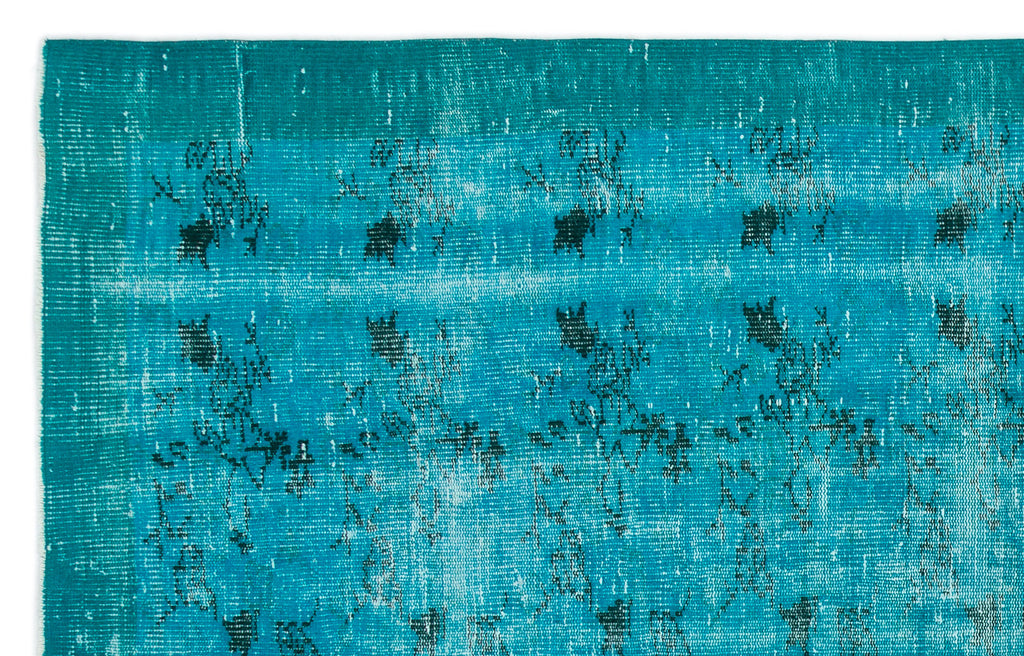 Turquoise  Over Dyed Vintage Rug 5'6'' x 8'8'' ft 168 x 264 cm