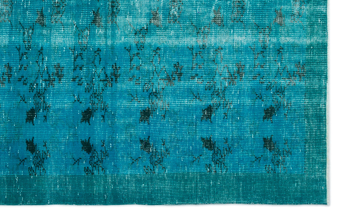 Turquoise  Over Dyed Vintage Rug 5&#39;6&#39;&#39; x 8&#39;8&#39;&#39; ft 168 x 264 cm