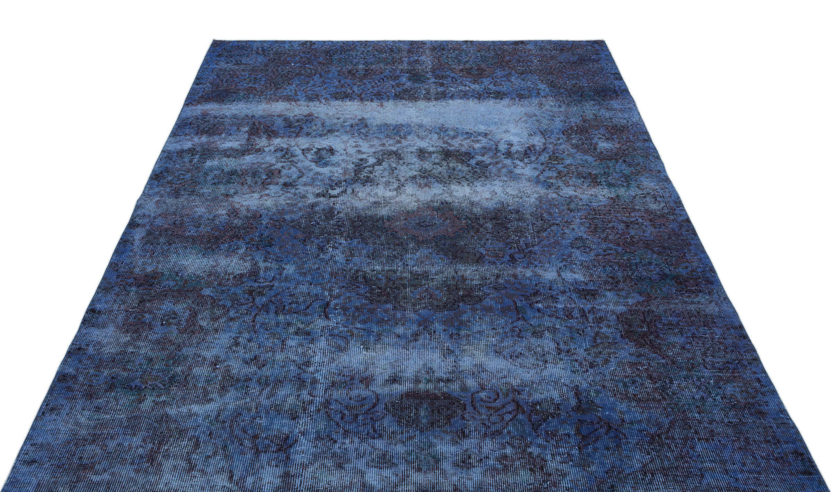 Blue Over Dyed Vintage Rug 5&#39;7&#39;&#39; x 8&#39;8&#39;&#39; ft 171 x 264 cm