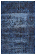 Blue Over Dyed Vintage Rug 5'7'' x 8'8'' ft 171 x 264 cm