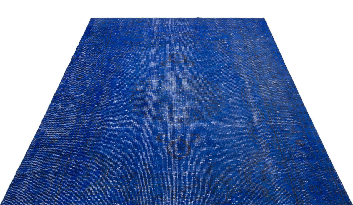 Blue Over Dyed Vintage Rug 5&#39;8&#39;&#39; x 9&#39;2&#39;&#39; ft 172 x 279 cm