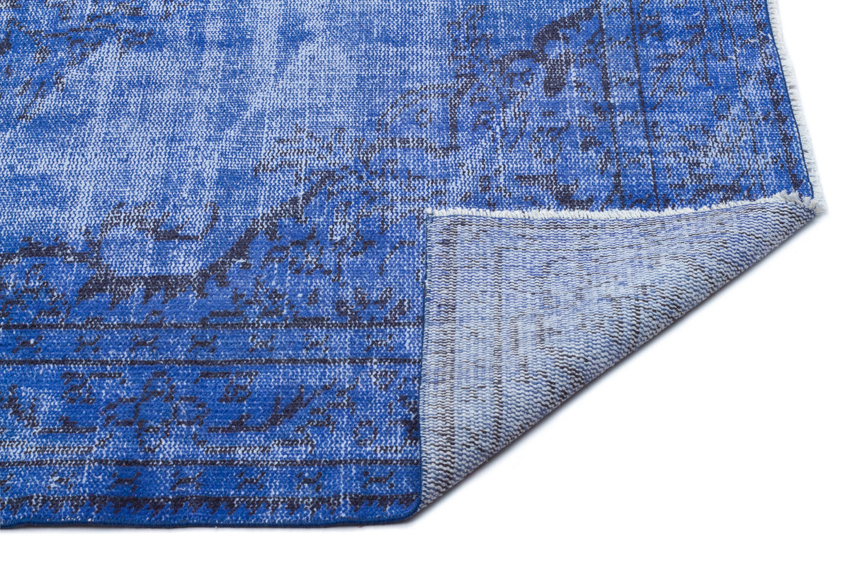 Blue Over Dyed Vintage Rug 5&#39;4&#39;&#39; x 8&#39;10&#39;&#39; ft 163 x 270 cm