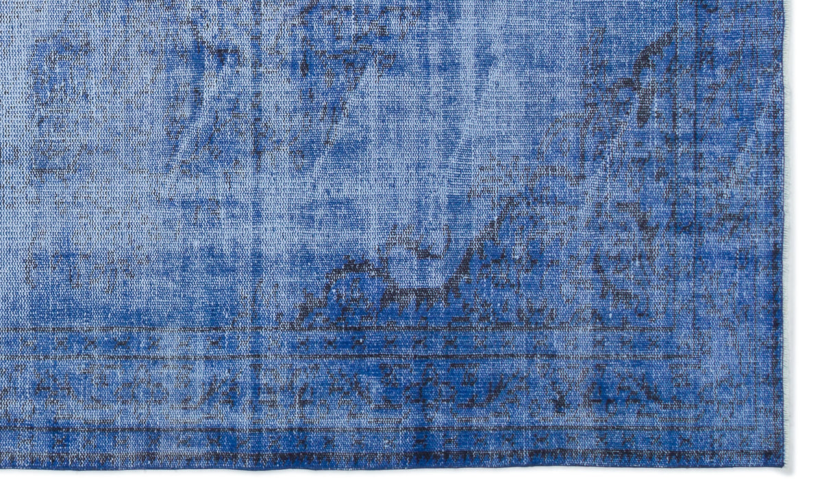 Blue Over Dyed Vintage Rug 5&#39;4&#39;&#39; x 8&#39;10&#39;&#39; ft 163 x 270 cm