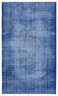 Blue Over Dyed Vintage Rug 5'4'' x 8'10'' ft 163 x 270 cm