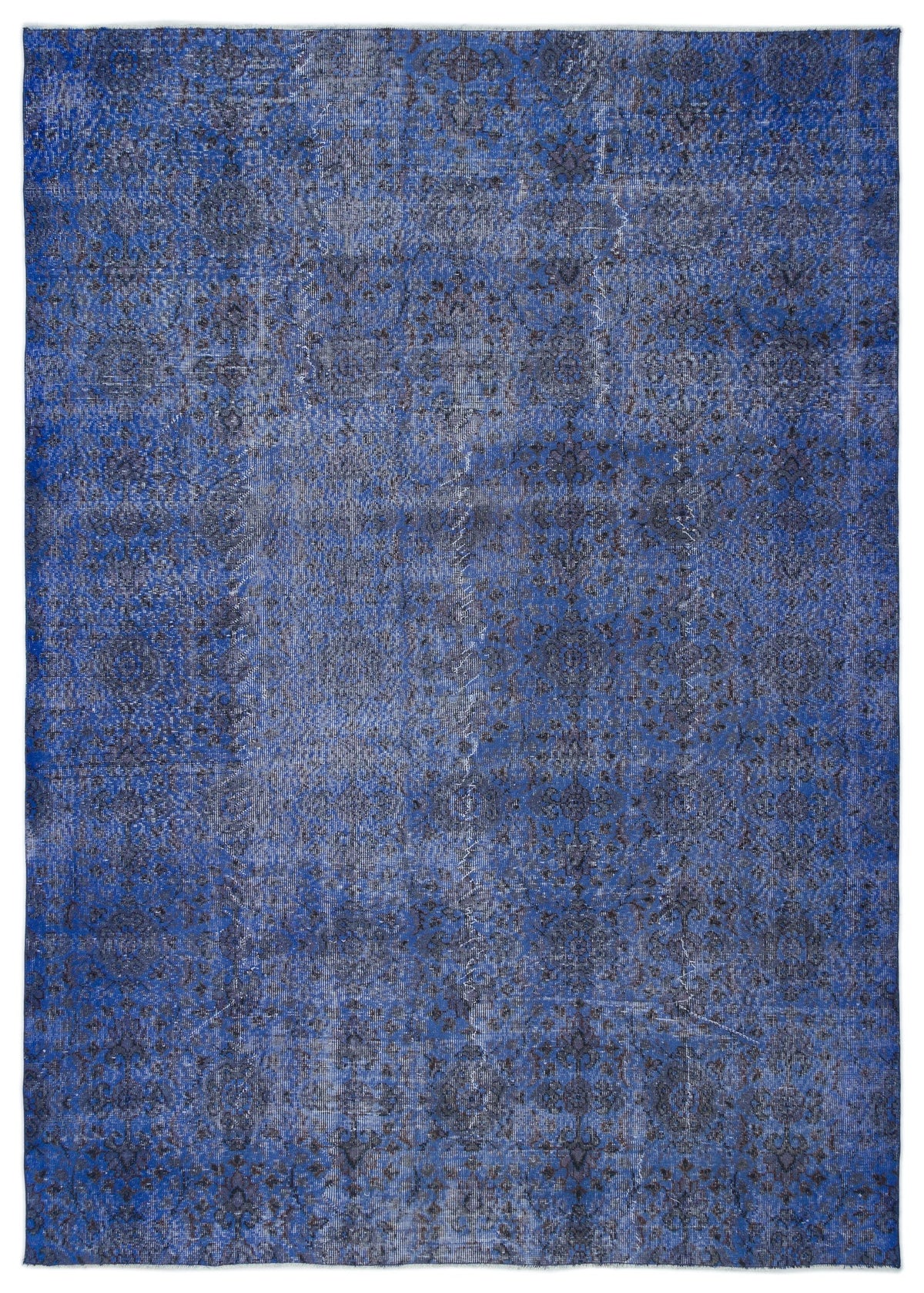 Blue Over Dyed Vintage Rug 6&#39;10&#39;&#39; x 9&#39;7&#39;&#39; ft 209 x 293 cm