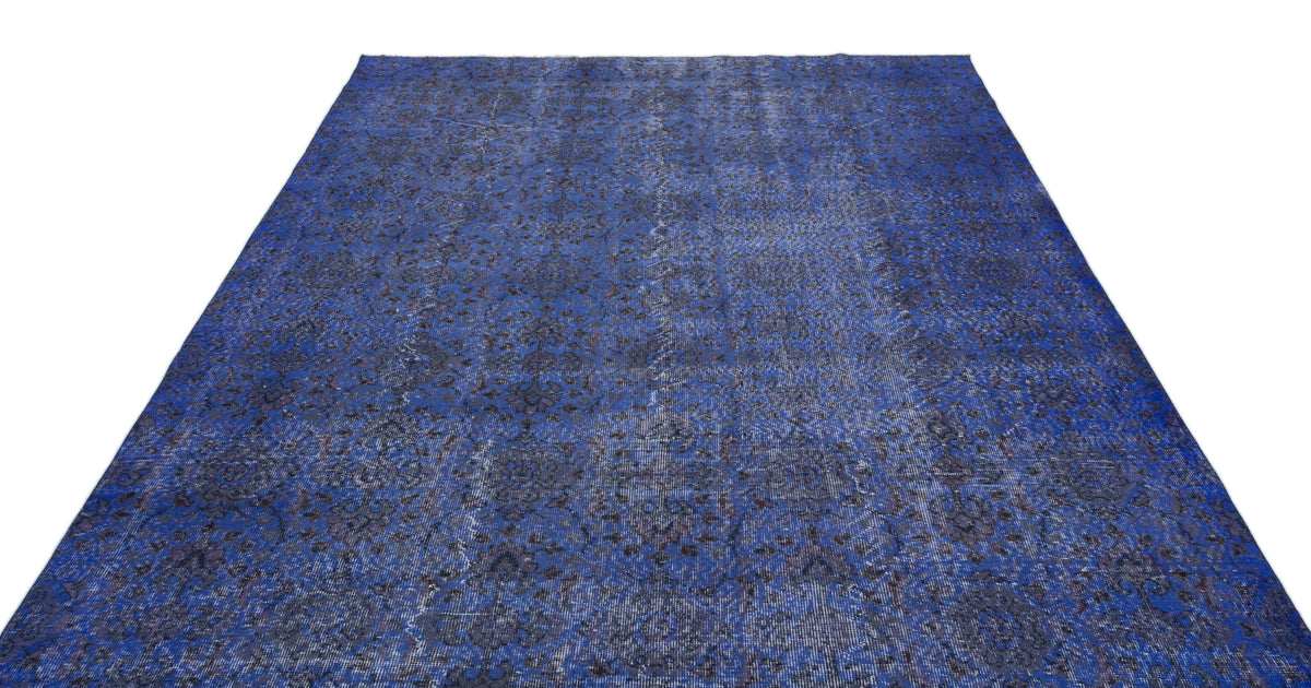 Blue Over Dyed Vintage Rug 6&#39;10&#39;&#39; x 9&#39;7&#39;&#39; ft 209 x 293 cm