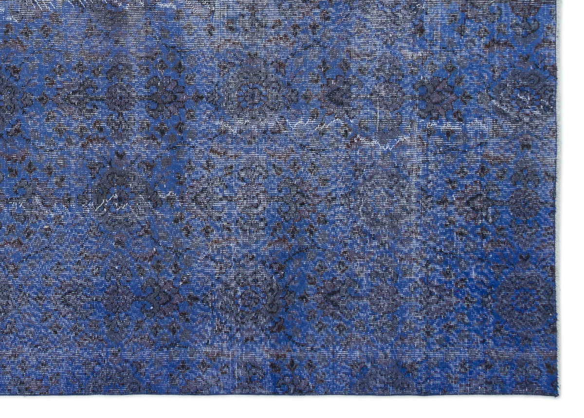 Blue Over Dyed Vintage Rug 6&#39;10&#39;&#39; x 9&#39;7&#39;&#39; ft 209 x 293 cm