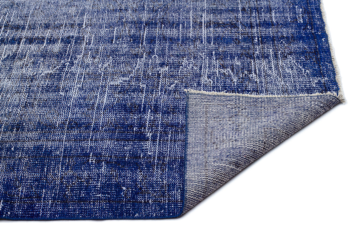 Blue Over Dyed Vintage Rug 5&#39;4&#39;&#39; x 8&#39;10&#39;&#39; ft 162 x 270 cm