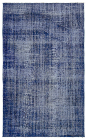 Blue Over Dyed Vintage Rug 5'4'' x 8'10'' ft 162 x 270 cm