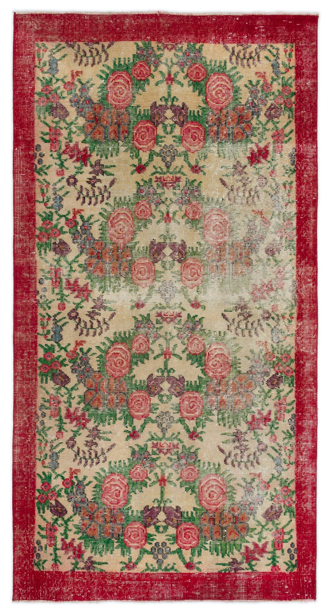 Retro Over Dyed Vintage Rug 3'7'' x 6'8'' ft 110 x 204 cm