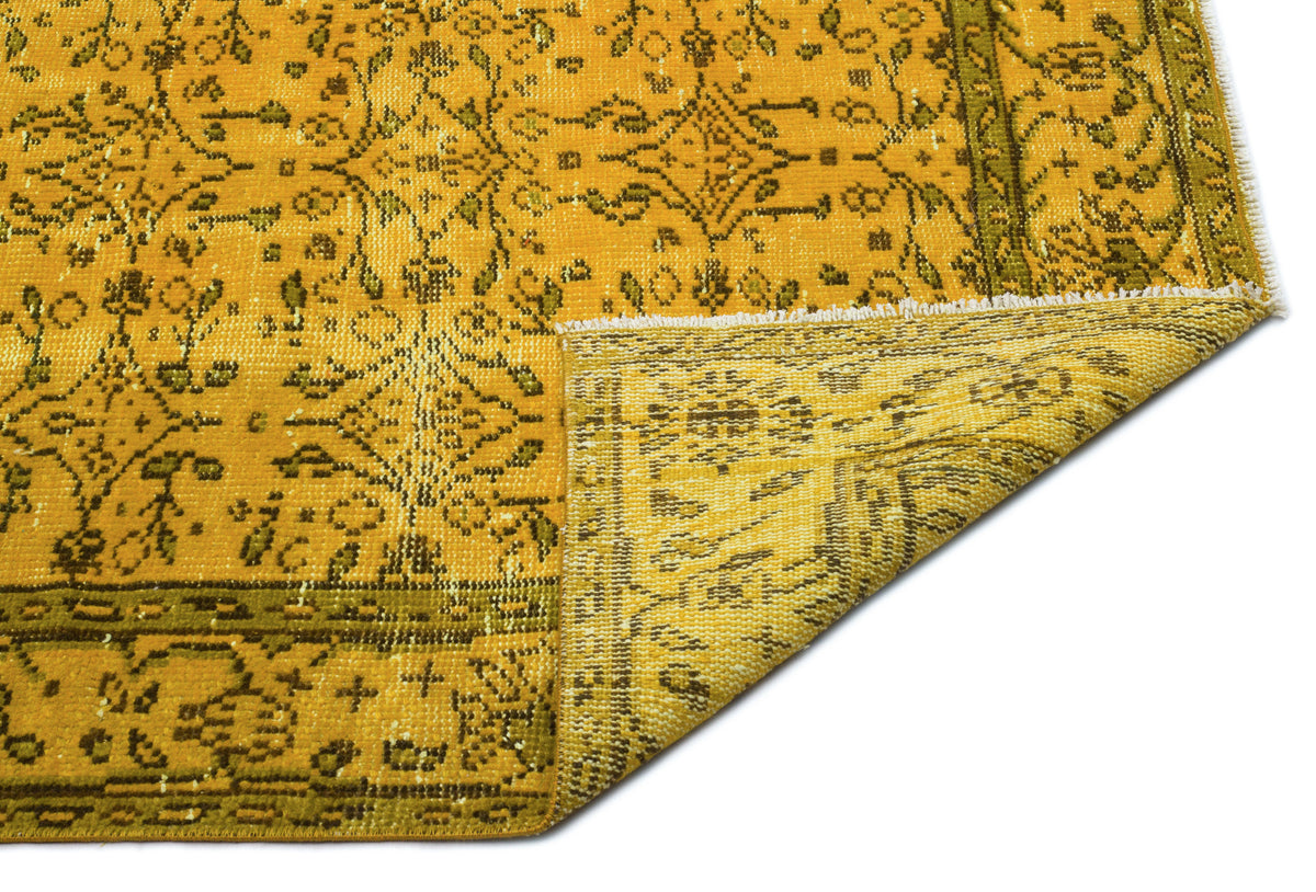 Yellow Over Dyed Vintage Rug 5&#39;7&#39;&#39; x 9&#39;11&#39;&#39; ft 169 x 302 cm