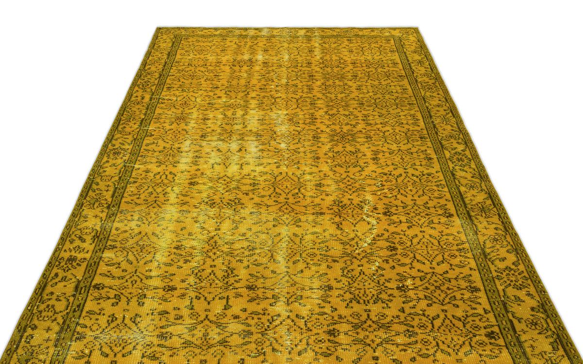 Yellow Over Dyed Vintage Rug 5&#39;7&#39;&#39; x 9&#39;11&#39;&#39; ft 169 x 302 cm