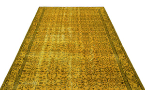 Yellow Over Dyed Vintage Rug 5'7'' x 9'11'' ft 169 x 302 cm