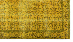 Yellow Over Dyed Vintage Rug 5'7'' x 9'11'' ft 169 x 302 cm