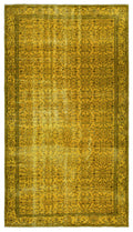 Yellow Over Dyed Vintage Rug 5'7'' x 9'11'' ft 169 x 302 cm