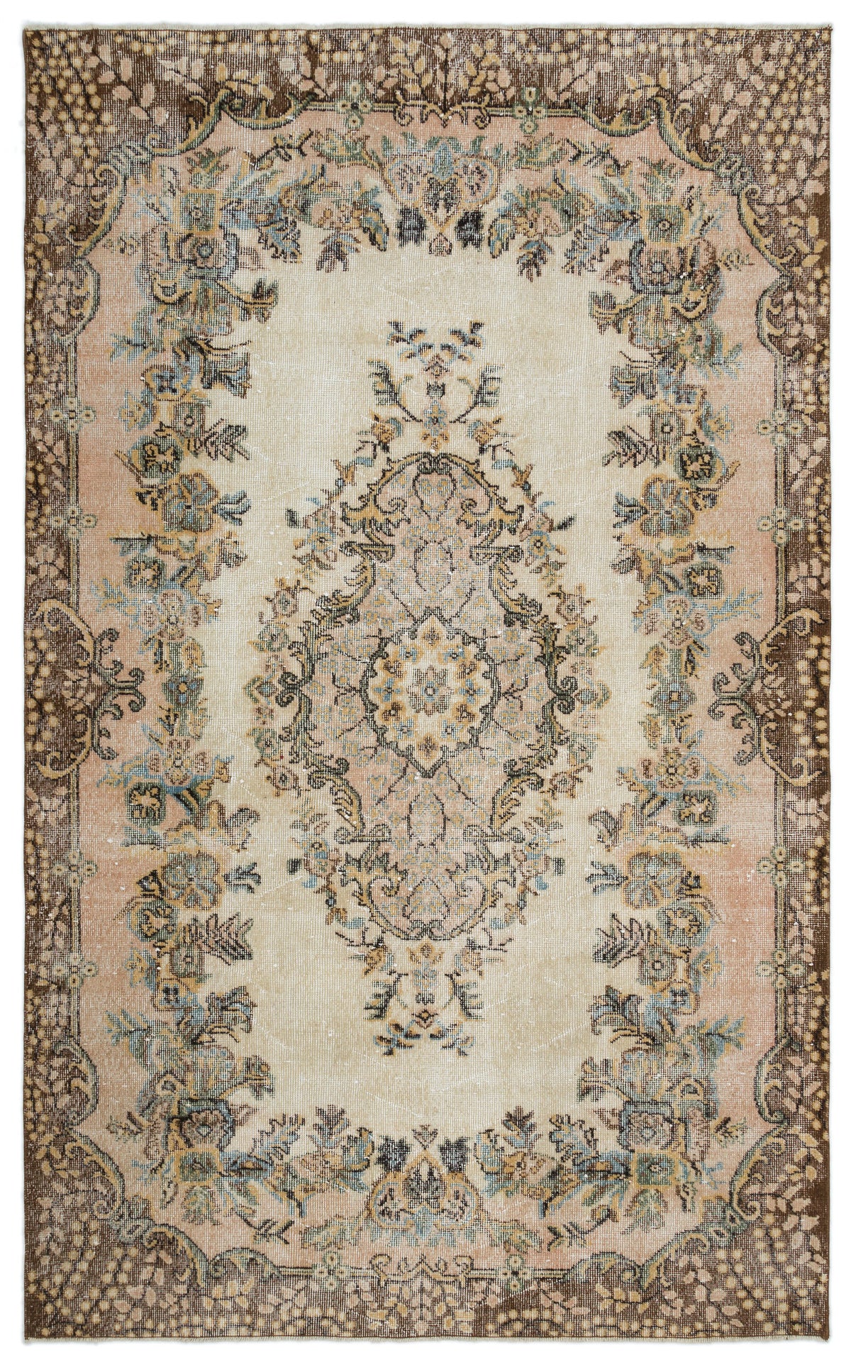 Beige Over Dyed Vintage Rug 5&#39;7&#39;&#39; x 9&#39;1&#39;&#39; ft 170 x 276 cm