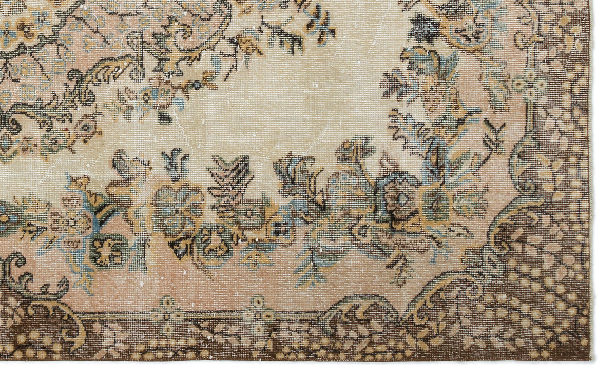 Beige Over Dyed Vintage Rug 5&#39;7&#39;&#39; x 9&#39;1&#39;&#39; ft 170 x 276 cm