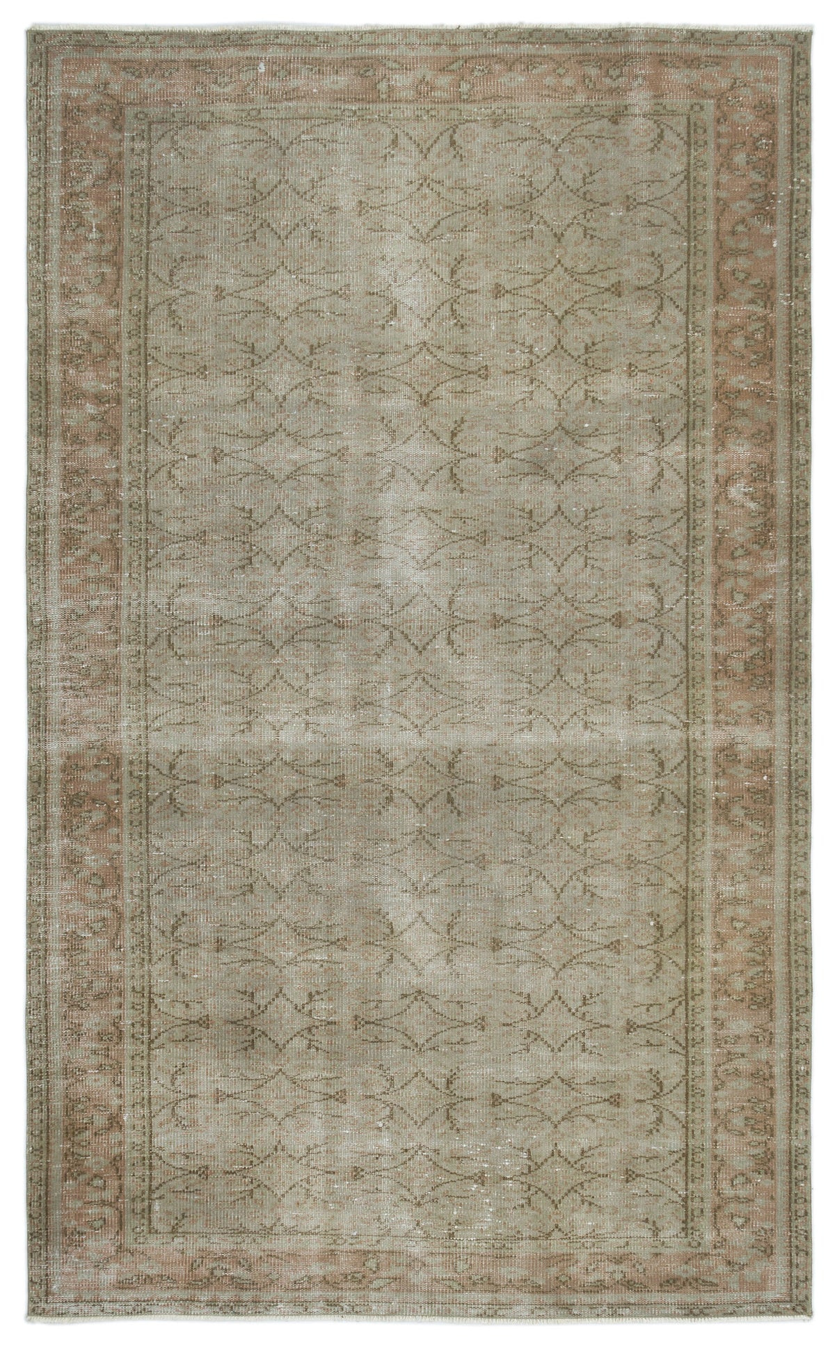 Gray Over Dyed Vintage Rug 5&#39;2&#39;&#39; x 8&#39;5&#39;&#39; ft 158 x 256 cm
